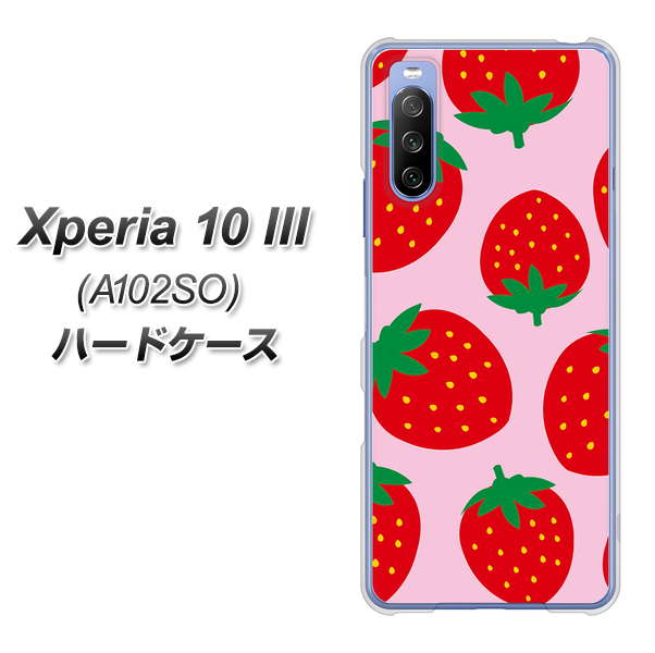 Xperia 10 III A102SO Y!mobile SC820 大きいイチゴ模様レッドとピンク ハードケース 背面印刷