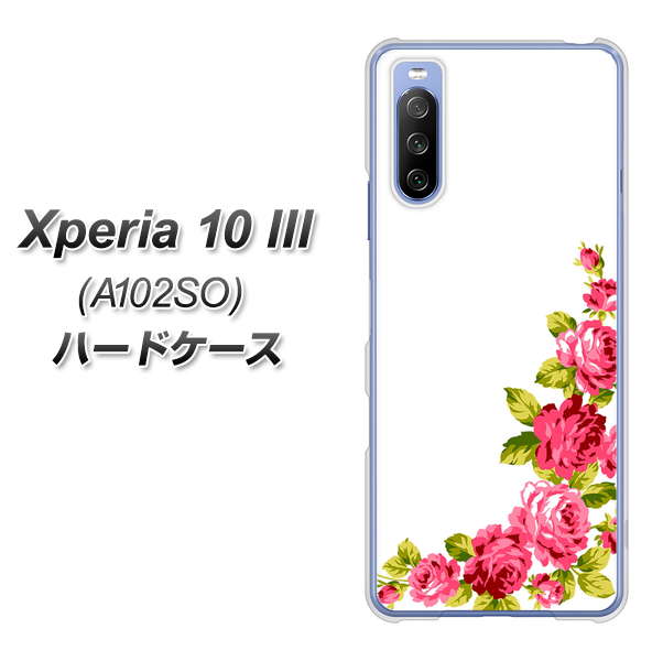 Xperia 10 III A102SO Y!mobile VA825 バラのフレーム(白) ハードケース 背面印刷