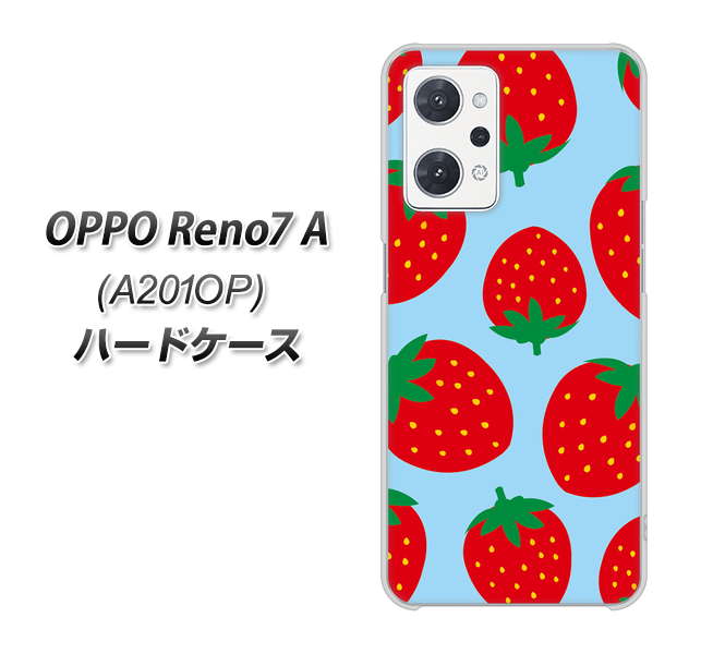 OPPO Reno7 A A201OP Y!mobile SC821 大きいイチゴ模様レッドとブルー ハードケース 背面印刷
