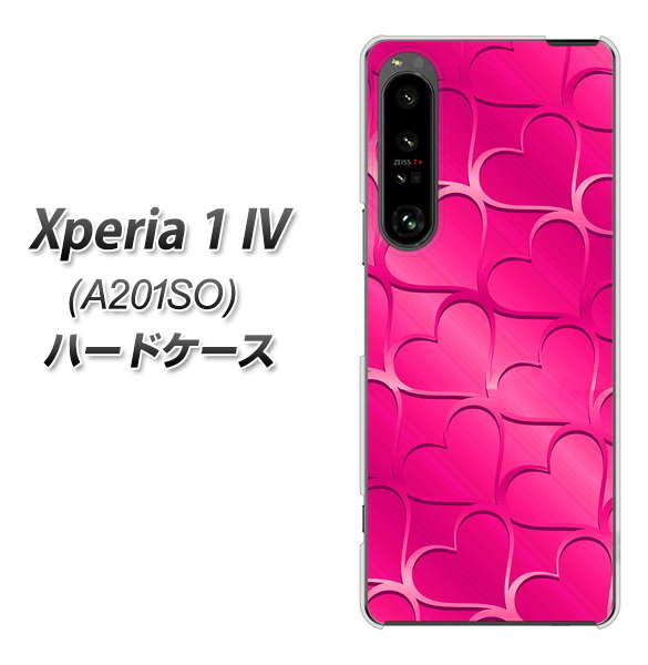 Xperia 1 IV A201SO SoftBank 高画質仕上げ 背面印刷 ハードケース【1347 かくれハート（ショッキングピンク）】