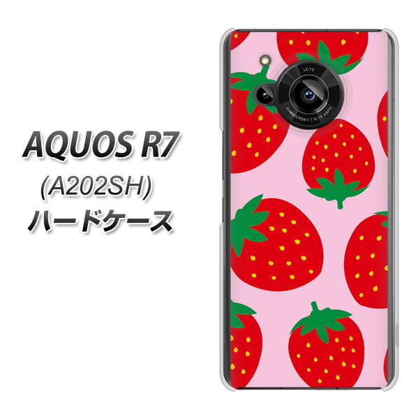 AQUOS R7 A202SH SoftBank SC820 大きいイチゴ模様レッドとピンク ハードケース 背面印刷
