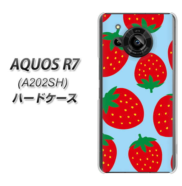 AQUOS R7 A202SH SoftBank SC821 大きいイチゴ模様レッドとブルー ハードケース 背面印刷