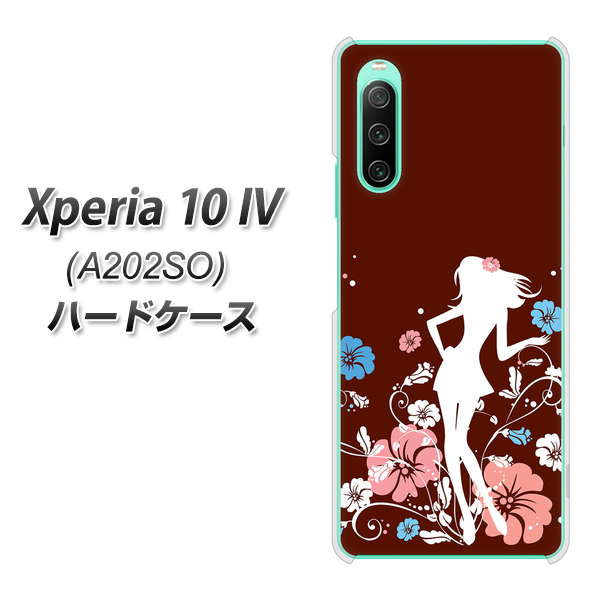 Xperia 10 IV A202SO SoftBank 110 ハイビスカスと少女 ハードケース 背面印刷