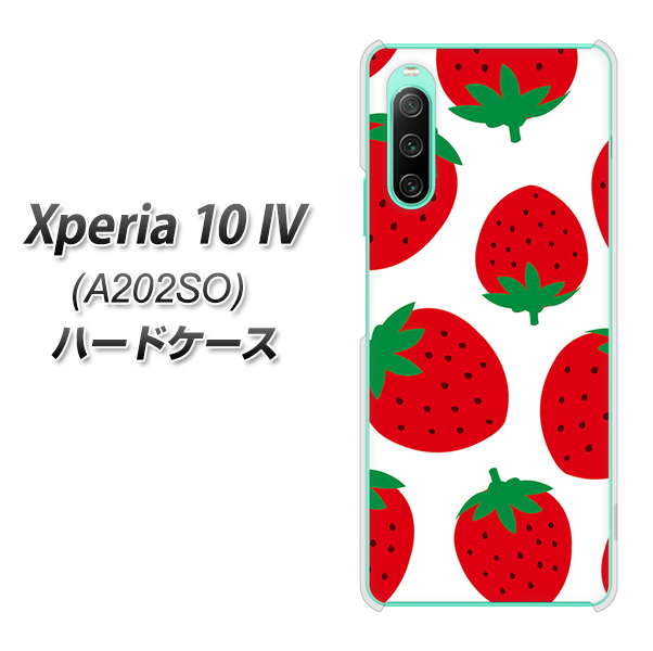 Xperia 10 IV A202SO SoftBank SC818 大きいイチゴ模様レッド ハードケース 背面印刷