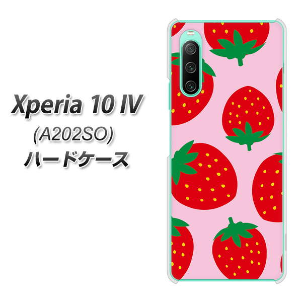 Xperia 10 IV A202SO SoftBank SC820 大きいイチゴ模様レッドとピンク ハードケース 背面印刷