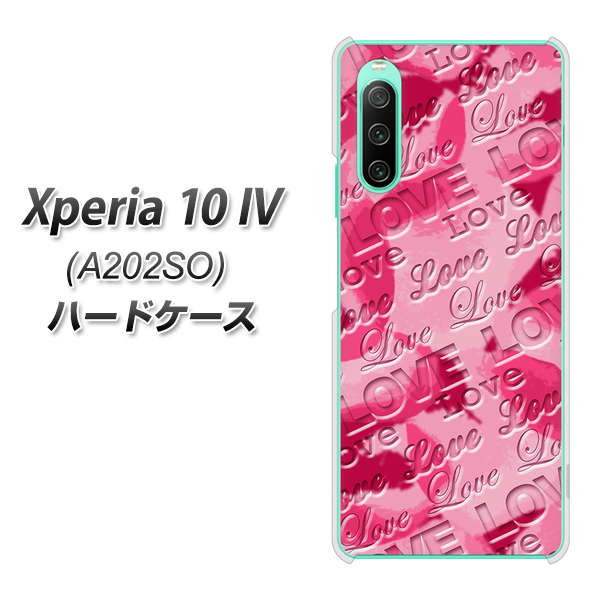 Xperia 10 IV A202SO SoftBank SC845 フラワーヴェルニLOVE濃いピンク（ローズアンディアン） ハードケース 背面印刷