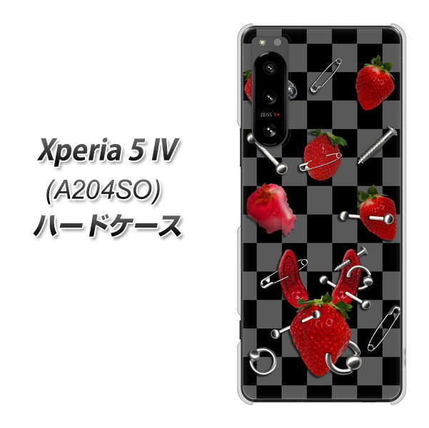 Xperia 5 IV A204SO SoftBank AG833 苺パンク（黒） ハードケース 背面印刷