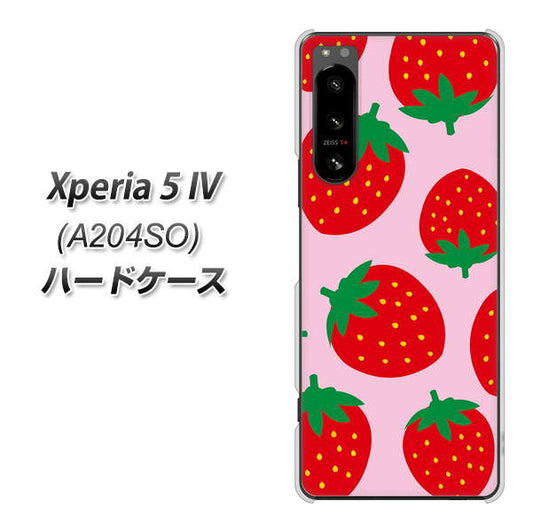 Xperia 5 IV A204SO SoftBank SC820 大きいイチゴ模様レッドとピンク ハードケース 背面印刷