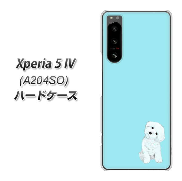 Xperia 5 IV A204SO SoftBank 高画質仕上げ 背面印刷 ハードケース【YJ070 トイプードルホワイト（ブルー）】