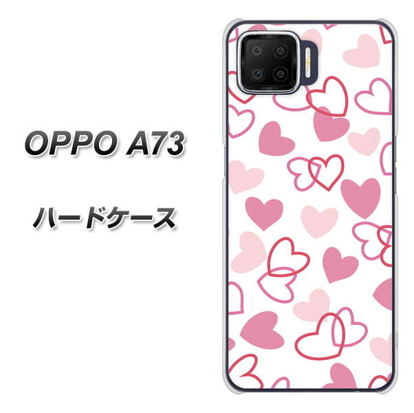 OPPO A73 VA929 ハートがいっぱい ピンク ハードケース 背面印刷