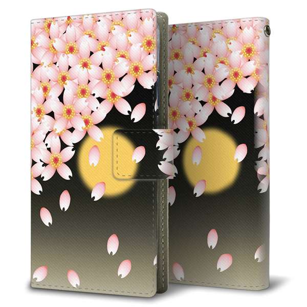 iPhone12 高画質仕上げ プリント手帳型ケース(薄型スリム)【136 満月と夜桜】