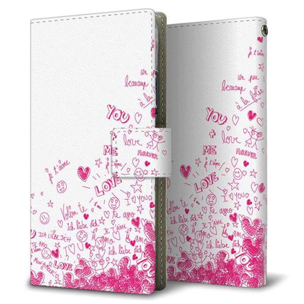 au エクスペリア8 SOV42 画質仕上げ プリント手帳型ケース(薄型スリム)【631 恋の落書き】