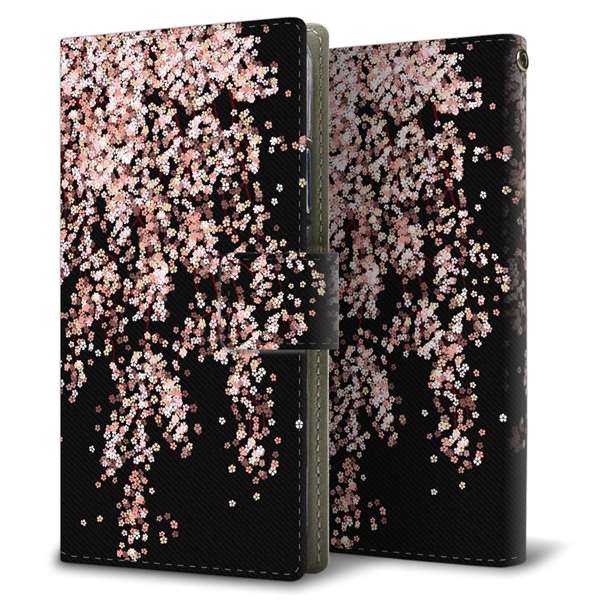 SoftBank OPPO Reno3 5G 高画質仕上げ プリント手帳型ケース(薄型スリム)【1244 しだれ桜】