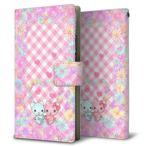 softbank エクスペリア XZs 602SO 高画質仕上げ プリント手帳型ケース(薄型スリム)【AG848 花くま（ピンク）】