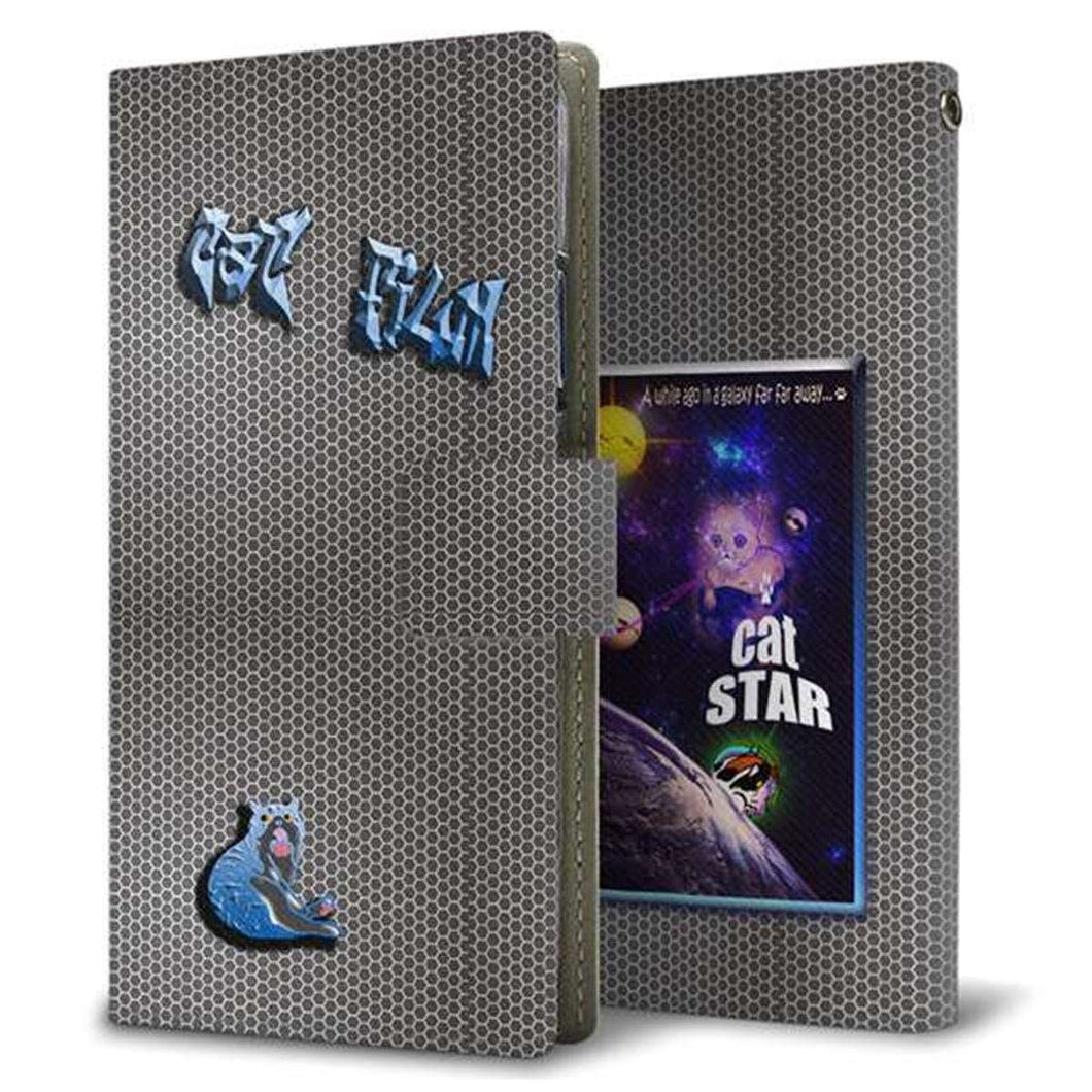 Xperia 1 SOV40 au YA934 CAT STAR 地球 薄型スリム プリント手帳型ケース