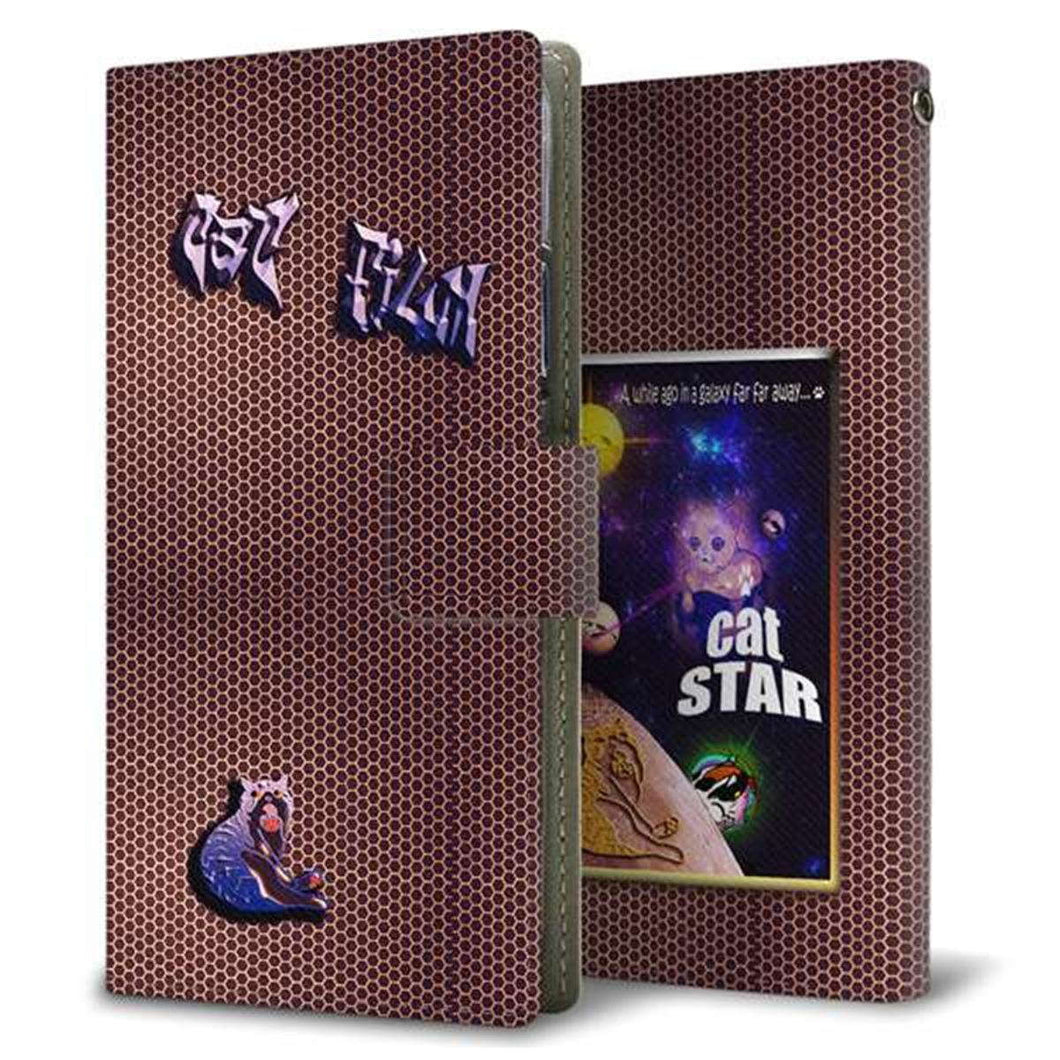 docomo アローズ ビー F-04K 画質仕上げ プリント手帳型ケース(薄型スリム)【YA935 CAT STAR 月】