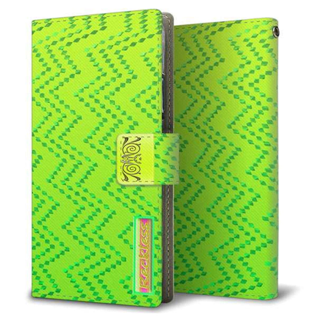 docomo ギャラクシー S10+ SC-04L 画質仕上げ プリント手帳型ケース(薄型スリム)【YC855 ジグザグドットグリーン】