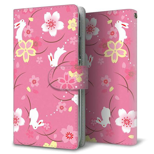 AQUOS wish SH-M20 高画質仕上げ プリント手帳型ケース(通常型)【149 桜と白うさぎ】 耐衝撃