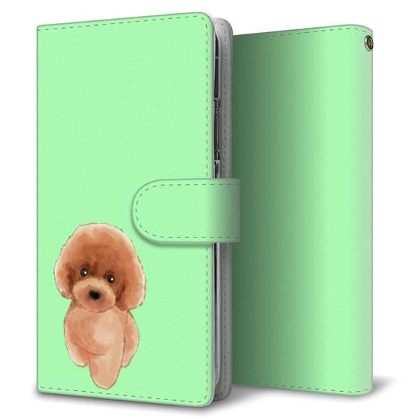 OPPO Reno7 A OPG04 au 高画質仕上げ プリント手帳型ケース(通常型)【YJ052 トイプードルレッド（ グリーン）】