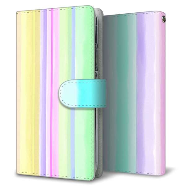 Google Pixel 4 XL 高画質仕上げ プリント手帳型ケース(通常型)【YJ313 ストライプ レインボー】