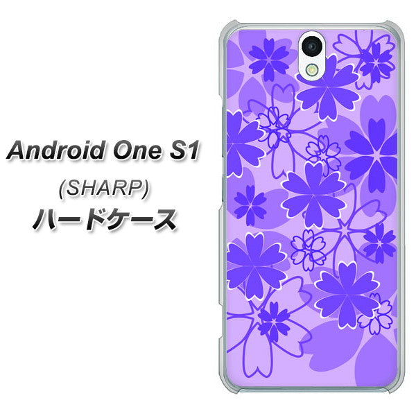 Android One S1 Y!mobile VA960 重なり合う花 パープル ハードケース 背面印刷