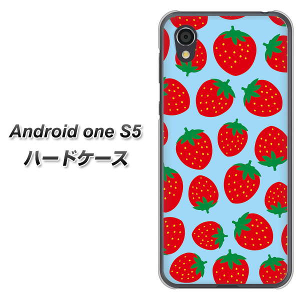 Android One S5 SC814 小さいイチゴ模様 レッドとブルー ハードケース 背面印刷
