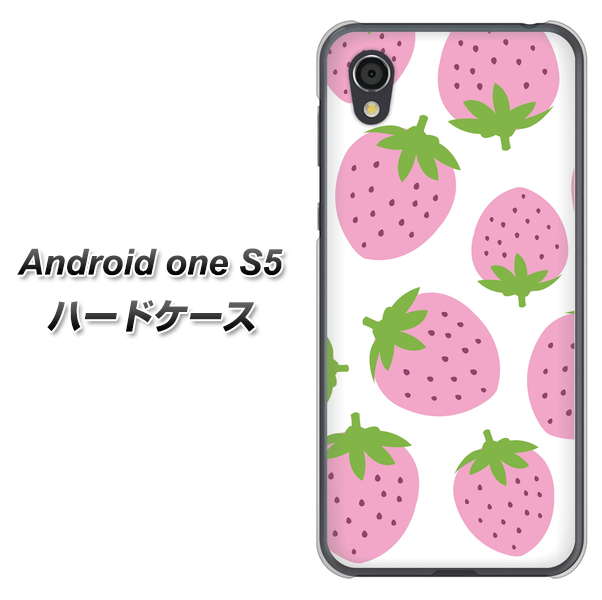 Android One S5 SC816 大きいイチゴ模様 ピンク ハードケース 背面印刷