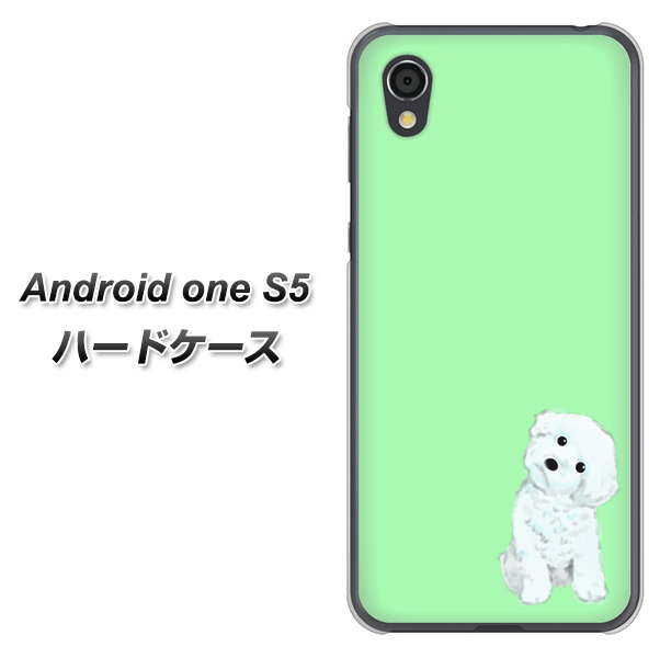 Android One S5 YJ071 トイプードルホワイト（グリーン） ハードケース 背面印刷