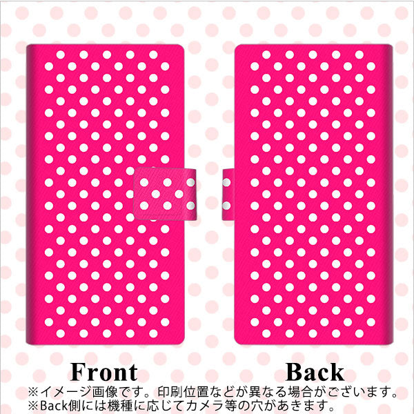 アローズ M04 画質仕上げ プリント手帳型ケース(薄型スリム)【056 シンプル柄（水玉） ピンク】