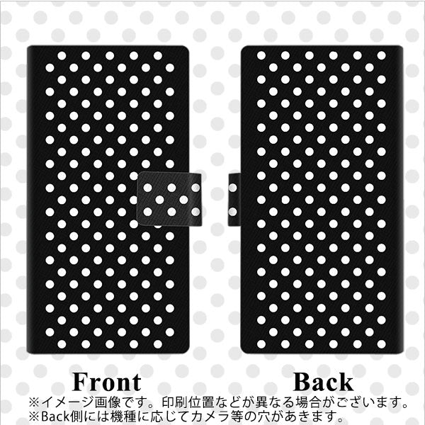 アローズ M04 画質仕上げ プリント手帳型ケース(薄型スリム)【059 シンプル柄（水玉） ブラック】