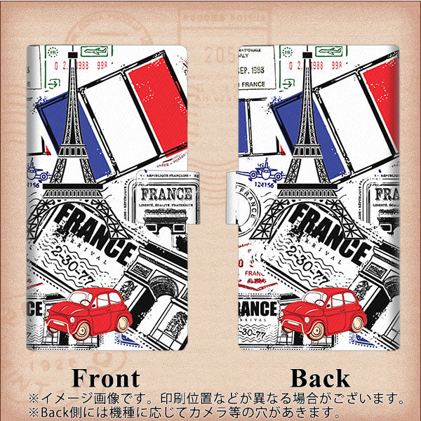SIMフリー トーンモバイル TONE e21 高画質仕上げ プリント手帳型ケース(薄型スリム)【599 フランスの街角】