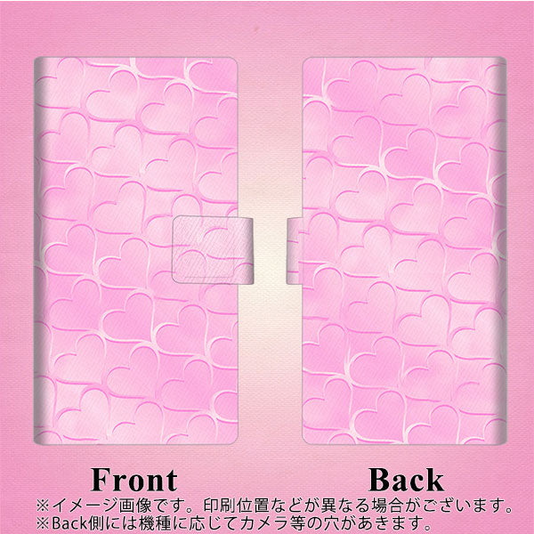 SoftBank OPPO Reno3 5G 高画質仕上げ プリント手帳型ケース(薄型スリム)【1342 かくれハート（ピンク）】