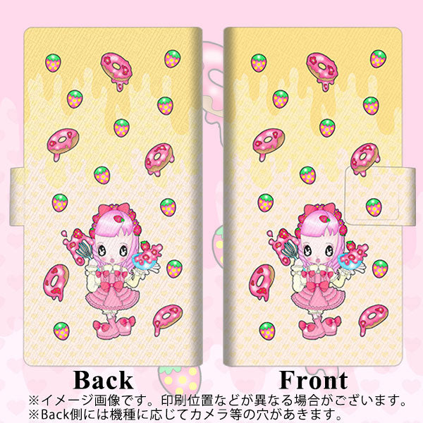 Y!mobile アンドロイドワン S1 画質仕上げ プリント手帳型ケース(薄型スリム)【AG815 ストロベリードーナツ（水玉黄）】