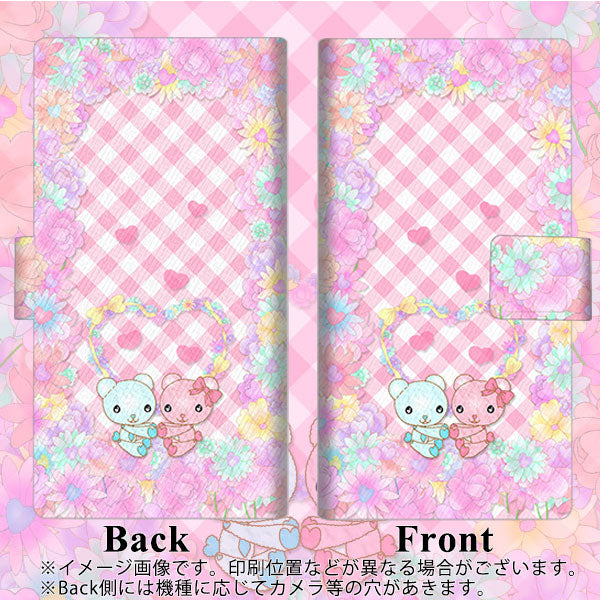 SoftBank ディグノG 602KC 画質仕上げ プリント手帳型ケース(薄型スリム)【AG848 花くま（ピンク）】