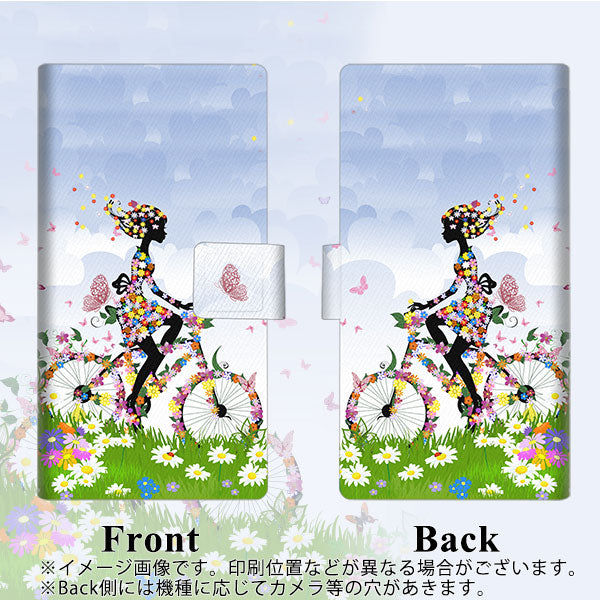 docomo アローズ ビー F-04K 画質仕上げ プリント手帳型ケース(薄型スリム)【EK911 花と少女と自転車】