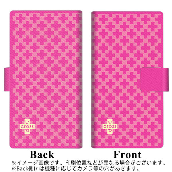 docomo アローズ ビー F-04K 画質仕上げ プリント手帳型ケース(薄型スリム)【IB901  クロスドット_ピンク】