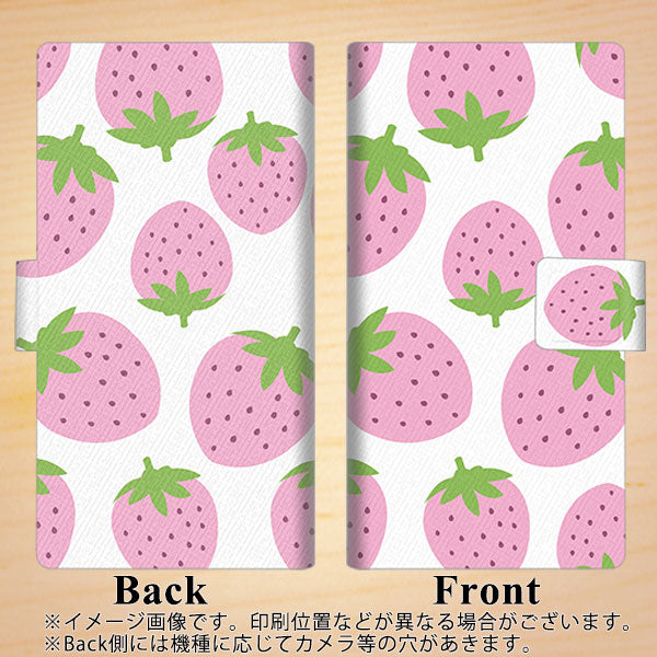 Y!mobile かんたんスマホ 705KC 画質仕上げ プリント手帳型ケース(薄型スリム)【SC816 大きいイチゴ模様 ピンク】