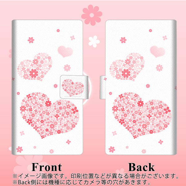 アローズ M04 画質仕上げ プリント手帳型ケース(薄型スリム)【SC824 ピンクのハート】