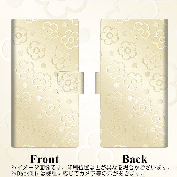 iPhone14 Pro 画質仕上げ プリント手帳型ケース(薄型スリム)【SC842 エンボス風デイジーシンプル（ベージュ）】