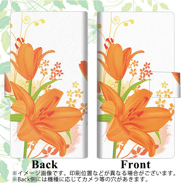 OPPO Reno A 高画質仕上げ プリント手帳型ケース(薄型スリム)【SC848 ユリ（オレンジ）】