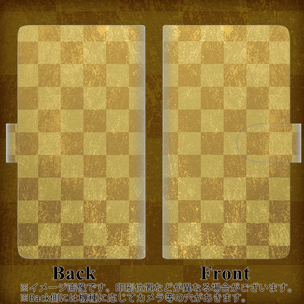 au アクオスゼロ2 SHV47 高画質仕上げ プリント手帳型ケース(通常型)【619 市松模様－金（骨董風に傷んだイメージ）】