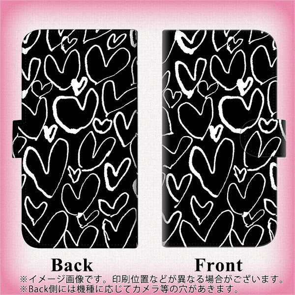 iPhone6 PLUS 高画質仕上げ プリント手帳型ケース(通常型)【1124 ハート BK＆WH】