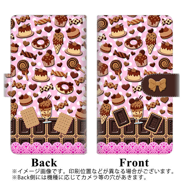 au アクオス U SHV37 高画質仕上げ プリント手帳型ケース(通常型)【AG855 チョコクッキー＆スイーツ ピンク】