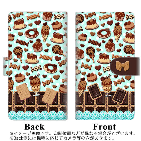 au アクオス セリエ ミニ SHV38 高画質仕上げ プリント手帳型ケース(通常型)【AG856 チョコクッキー＆スイーツ ミントブルー】