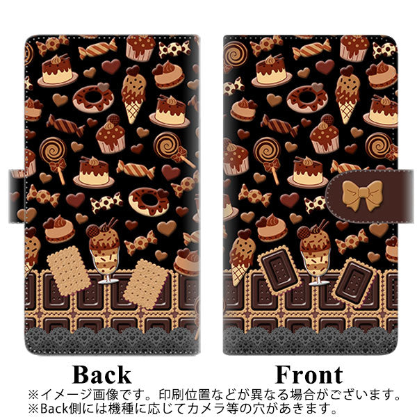 Y!mobile アンドロイドワン S1 高画質仕上げ プリント手帳型ケース(通常型)【AG858 チョコクッキー＆スイーツ ブラック】