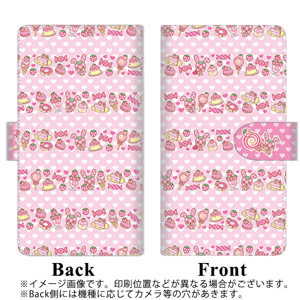 au アクオス セリエ SHV34 高画質仕上げ プリント手帳型ケース(通常型)【AG862 イチゴウサギ（ラビベリー）のボーダースイーツ ピンク】