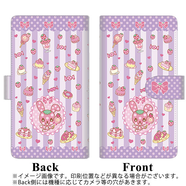 iPhone5/iPhone5s 高画質仕上げ プリント手帳型ケース(通常型)【AG867 イチゴウサギ（ラビベリー）の水玉スイーツ パープル】