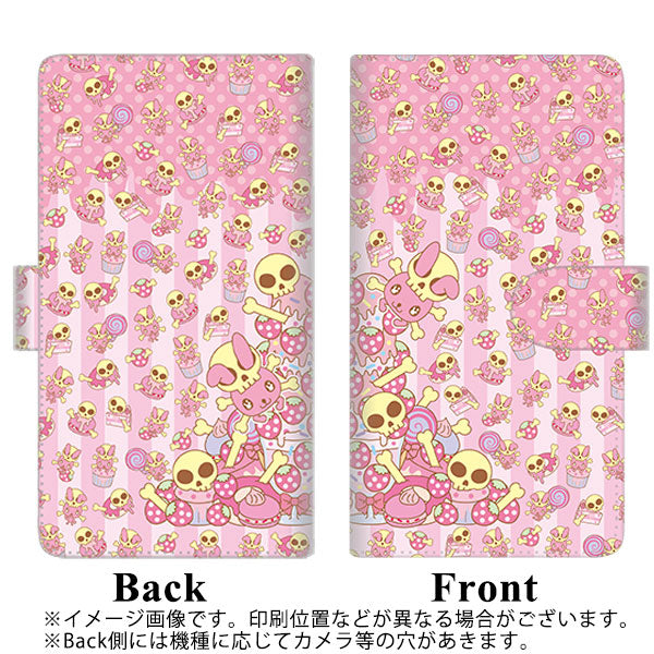 Y!mobile アンドロイドワン S1 高画質仕上げ プリント手帳型ケース(通常型)【AG868 骸骨うさぎとスイーツ ピンク】