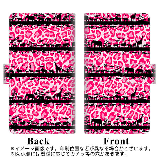 iPhone6 PLUS 高画質仕上げ プリント手帳型ケース(通常型)【AG875 サバンナアニマルヒョウ柄（ピンク×黒）】