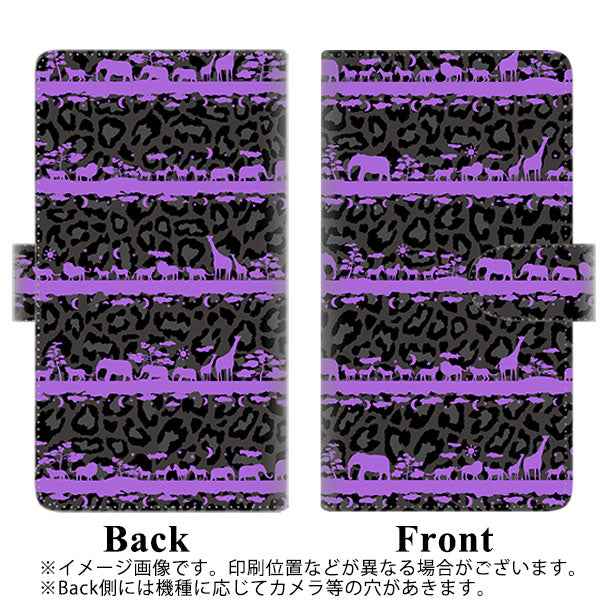 SoftBank エクスペリアX パフォーマンス 502SO 高画質仕上げ プリント手帳型ケース(通常型)【AG876 サバンナアニマルヒョウ柄（黒×パープル）】
